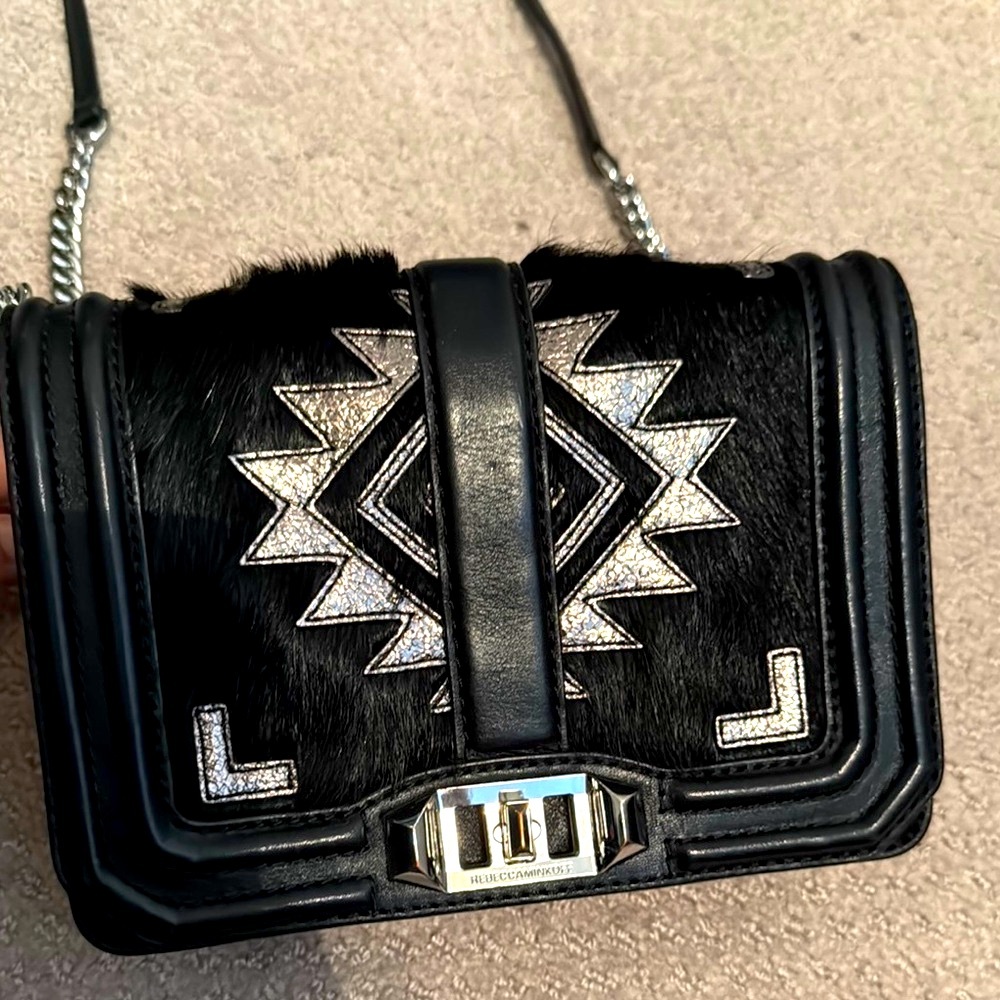 Rebecca Minkoff Black Crossbody Bag with Quilted Design and Silver Hardware